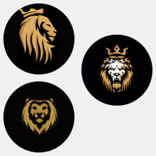 Etiquetas Arte de Emblema Majestoso Criando um Leão Confiant