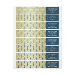 Etiquetas Arte Deco Casamento Dourado Gatsby Azul