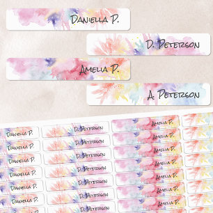 Etiquetas Arte divertida em aquarela até 4 nomes à prova d'á