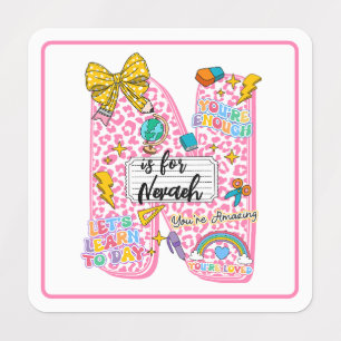Etiquetas Arte do Alfabeto “N é para” Personalizável – Inspi