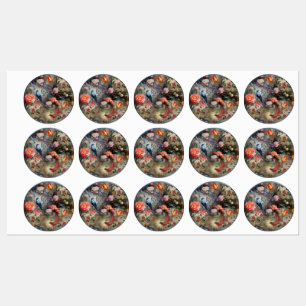 Etiquetas Arte Surrealista com Flores e Aves