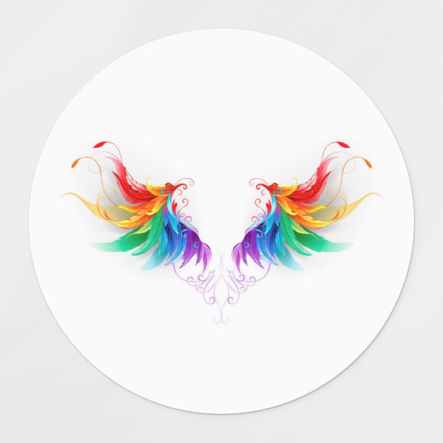 Etiquetas Asas Arco-íris Fofas (Design 1)