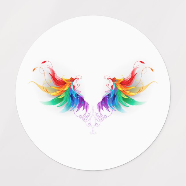 Etiquetas Asas Arco-íris Fofas (Design 1)