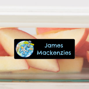 Etiquetas Astronauta engraçado no desenho animado espacial p