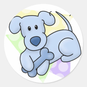 Etiquetas azuis bonitos do cão de Kawaii