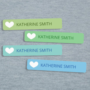 Etiquetas Azul Turquesa Verde de Coração Bonito