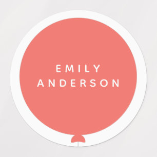 Etiquetas Balão Moderno Nome Nursery School Girl Pink ID