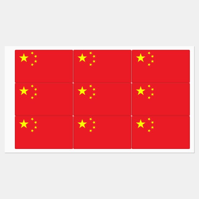 Etiquetas Bandeira Chinesa (Folha)