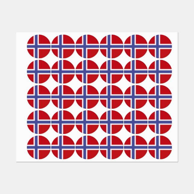 Etiquetas Bandeira da Noruega (Folha)