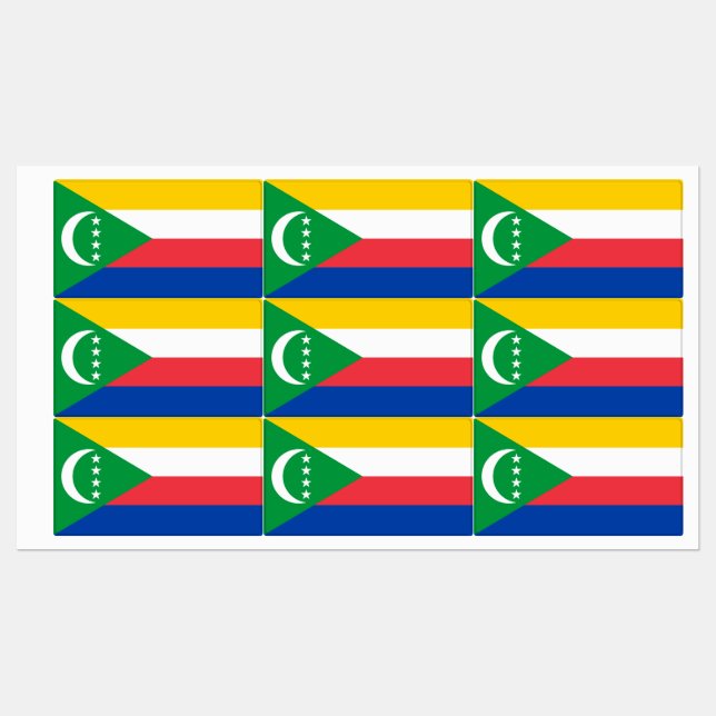 Etiquetas Bandeira das Comores (Folha)
