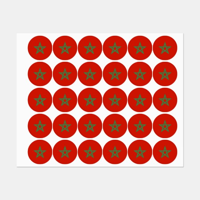Etiquetas Bandeira de Marrocos (Folha)