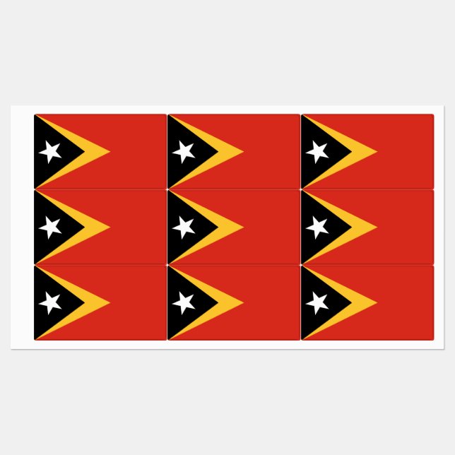 Etiquetas Bandeira de Timor Leste (Folha)