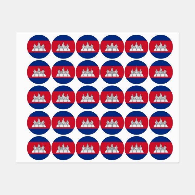 Etiquetas Bandeira do Camboja (Folha)
