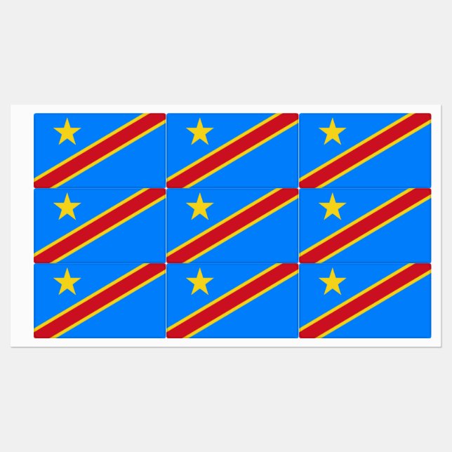 Etiquetas Bandeira do Congo Quinxassa (Folha)