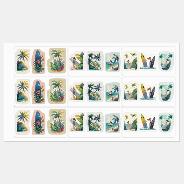 Etiquetas Beach Vibes Vinyl Stickers (Folha)