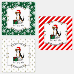 Etiquetas Beagle Natal Santa Hat (triz cor 3)
