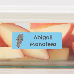 Etiquetas Bebê peixe-boi fofo com bolhas personalizadas