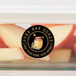 Etiquetas Black Bee Honey Label Metallic Gold Text 