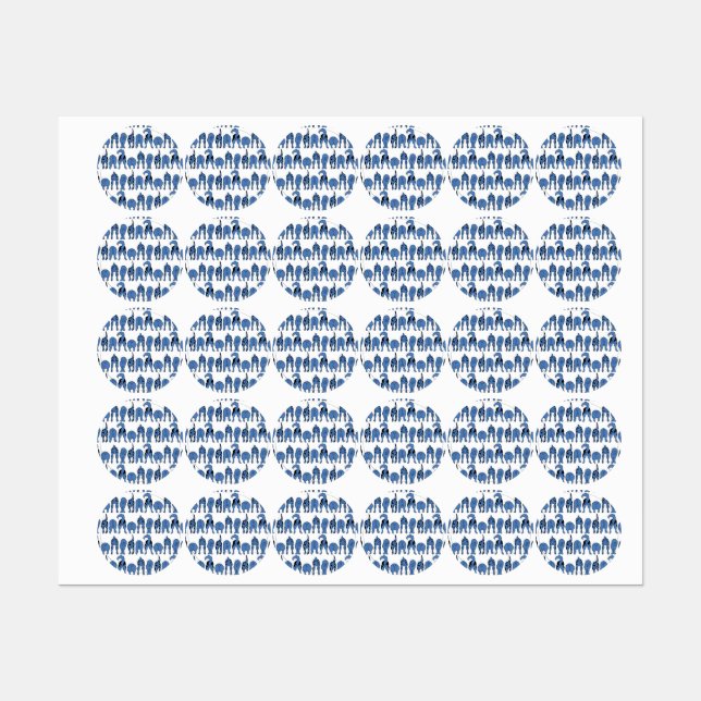 Etiquetas Blue Dog Butts Pattern (Folha)