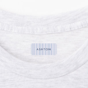 Etiquetas Blue Gingham Baby Boy Name Iron on