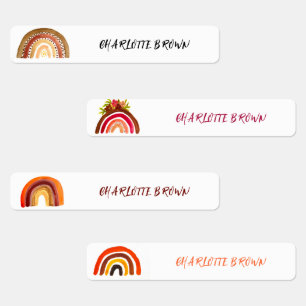 Etiquetas Boho Arco-Íris de Volta à prova d'água da escola