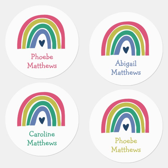 Etiquetas Boho Rainbow Pink Nome Do Marinho Ferro Sobre O Ve (Grupo)