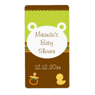 Etiquetas bonitos do chá de fraldas do urso de