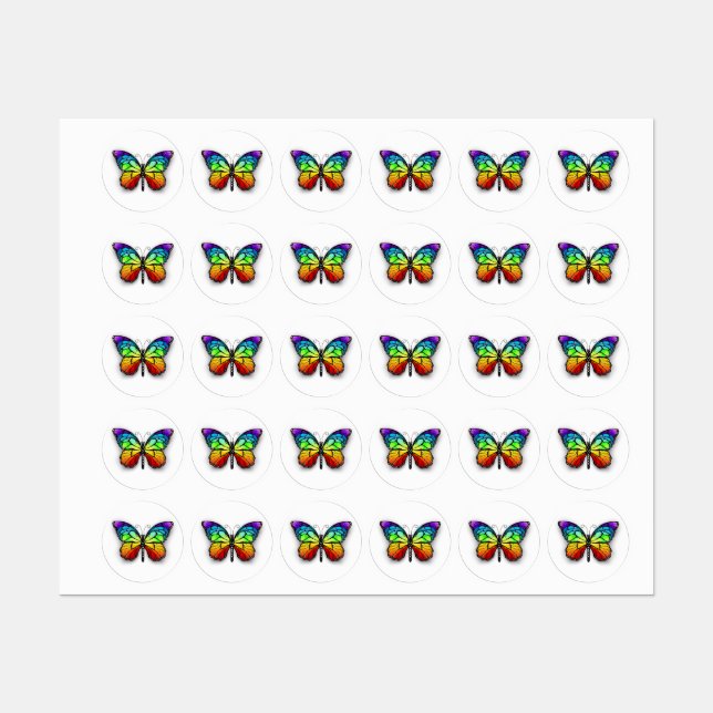 Etiquetas Borboleta monarca Arco-íris (Folha)