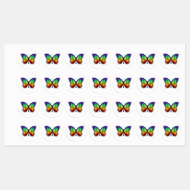 Etiquetas Borboleta monarca Arco-íris (Folha)