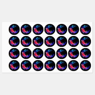 Etiquetas Borboletas Neon Night brilhantes sobre fundo preto