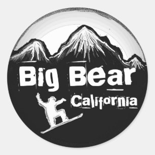 Etiquetas brancas pretas do snowboard de Big Bear