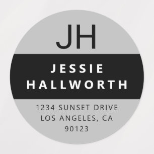 Etiquetas Branco preto e Cinza moderna à prova de água