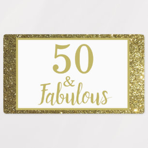 Etiquetas Brilho Dourado Falso Fabuloso 50º Aniversário