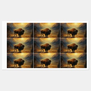Etiquetas Buffalo Bison Sunset Silhouette