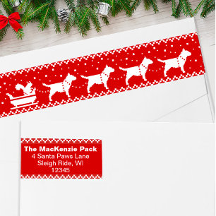 Etiquetas Bull Terriers Christmas Sleigh Dogs Return Address