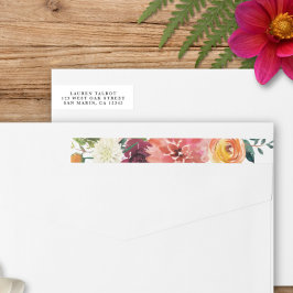 Etiquetas Buquê Romântico de Aquarela | Endereço de retorno