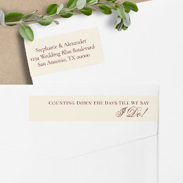 Etiquetas Burgundy Ivory Old Money Wedding Return Address