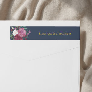 Etiquetas Burgundy Red Blooms Boho Wedding Return Address