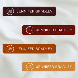 Etiquetas Burgundy Vermelho Laranja Bege Monograma Nome Pers
