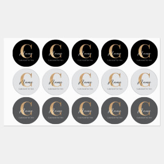 Etiquetas C & Name Iniciais Monogramados Modernos Personaliz