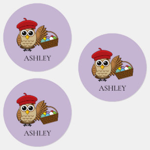 Etiquetas Caçada de Ovo da Páscoa Funny Owl   Personalizar