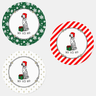 Etiquetas Cachorro Dalmático Natal Santa Hat (preto 1)