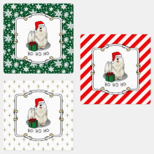 Etiquetas Cachorro de Natal Santa Hat Puli (branco) Engraçad