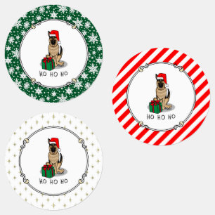 Etiquetas Cachorro German shepherd de Natal Santa Hat