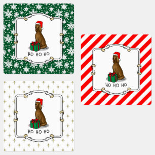 Etiquetas Cachorro Irlandês de Natal Santa Hat (vermelho 1)