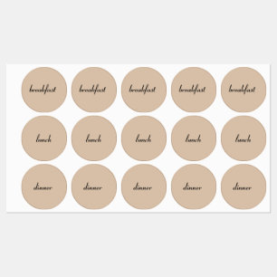 Etiquetas Café da manhã, Almoço e Janto