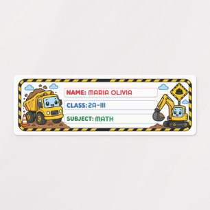 Etiquetas Caminhão Fofo Nome da Escola Personalizado