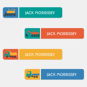 Etiquetas Caminhoes Lindos Nome Crianças Colorido