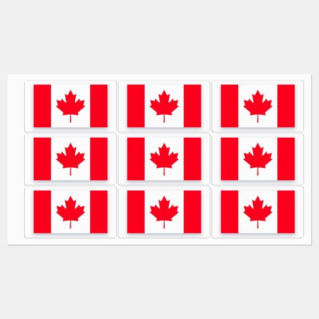 Etiquetas Canadian flag. CANADA.  (Folha)