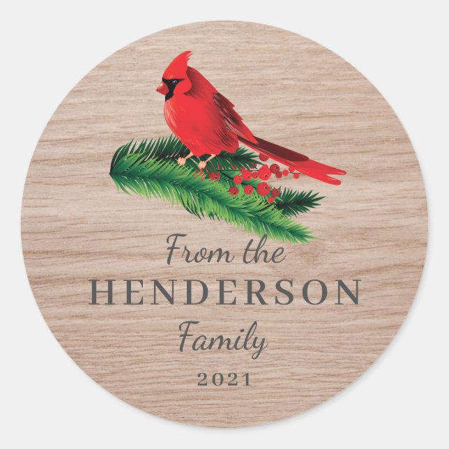 Etiquetas Cardinais de Natal Personalizadas (Frente)